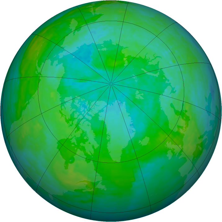Arctic ozone map for 21 July 1993
